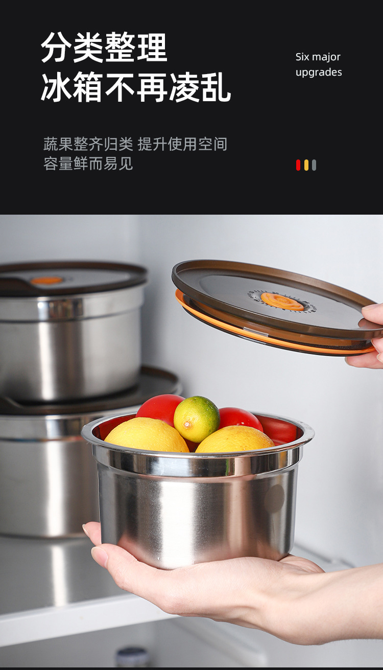 304 stainless steel fresh-keeping box, draining vegetable and fruit basket, outdoor sealed refrigerator with lid, food-grade freezer box pic 10