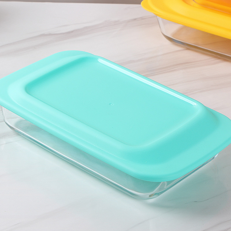 Wholesale of three-piece rectangular heat-resistant glass baking trays with LIDS for home kitchen steaming and roasting fish plates and tableware pic 7