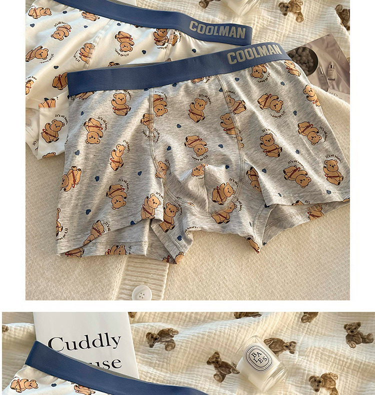 熊熊男友可爱卡通男士内裤无痕棉柔高弹舒适透气中腰平角四角裤详情17