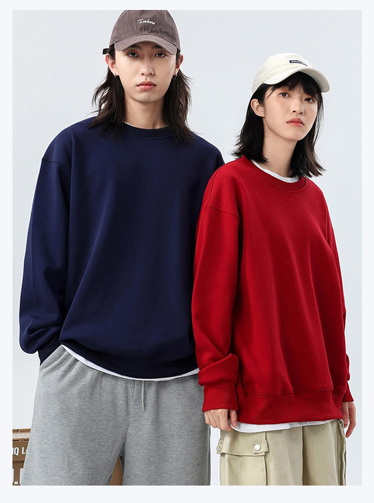 圆领卫衣定制工作服印logo宽松落肩加绒长袖团服班服企业工装刺绣详情15