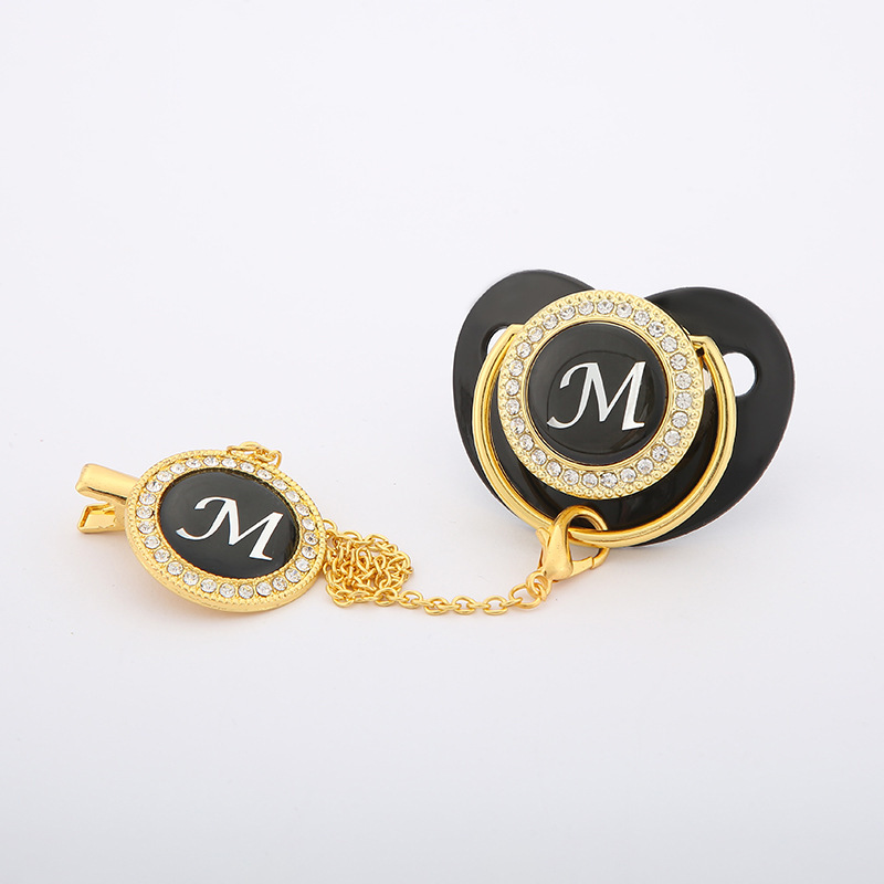 Cross-border baby and maternal products, letter pacifiers, diamond-encrusted pacifiers with chains, pacifier chains, baby products factory wholesale pic 6