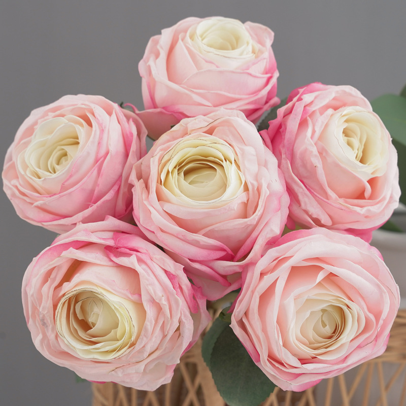 6头焦边荷兰玫 仿真花假花家居装饰婚庆新娘手捧花束摄影道具详情6