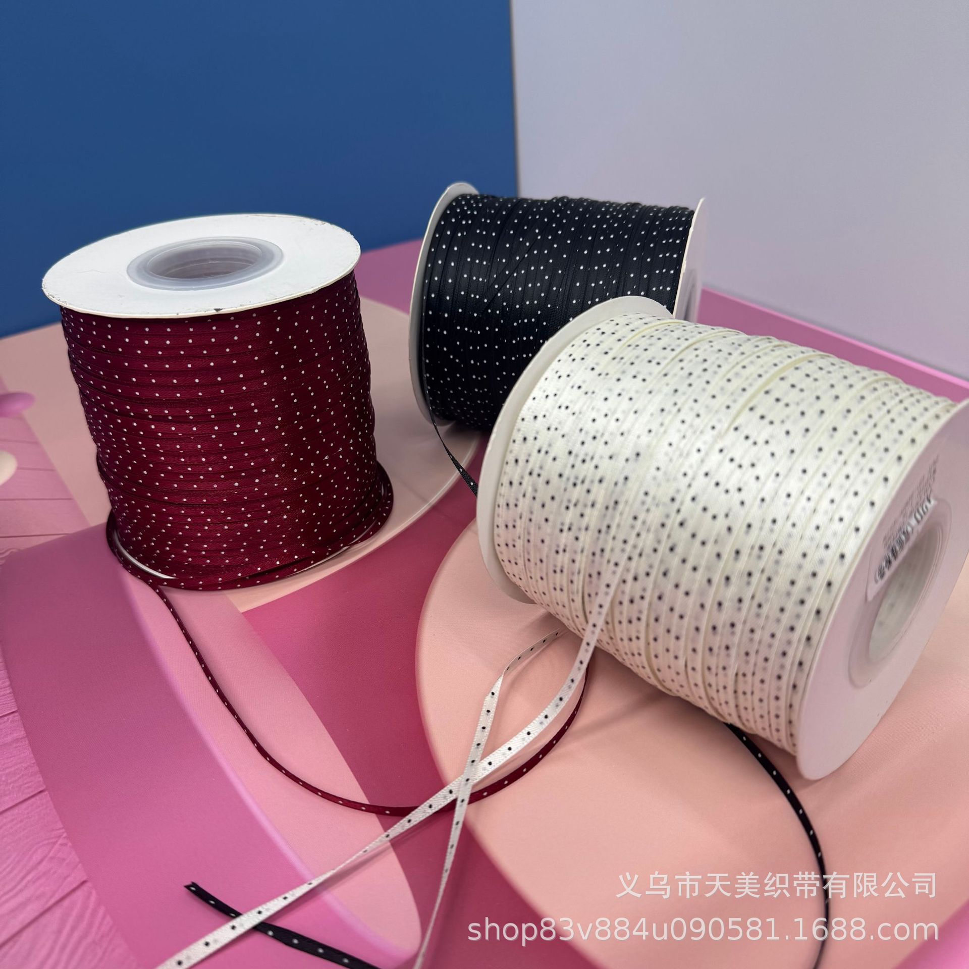 3MM双面圆点涤纶丝带饰品配件服装内衣袜子装饰圆点彩色纺织辅料详情3