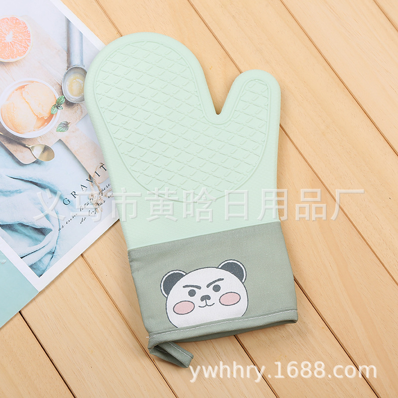【持嘉】加厚硅胶微波炉手套防烫耐高温烤箱烘焙防水防滑小熊图案详情3