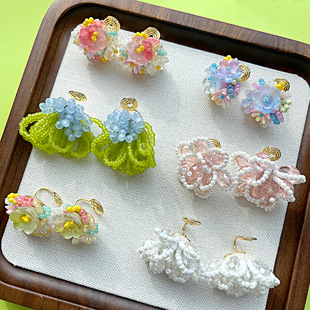 玫瑰刘亦菲同款耳环小香风菱格耳圈轻奢高级感爆款羽毛麦穗耳饰女详情29