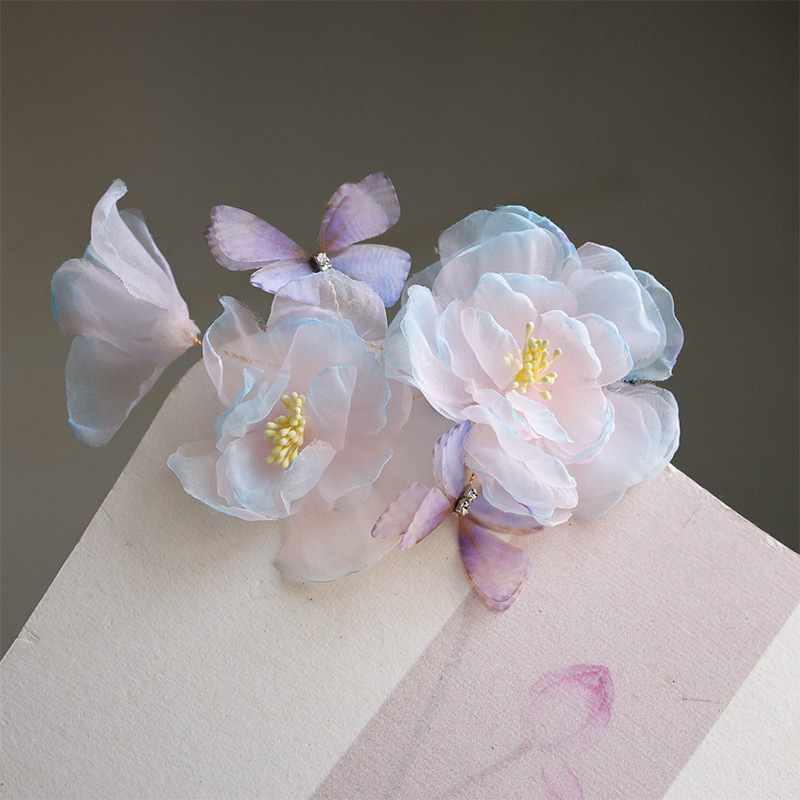 Spring embossed silk flower hair clips, ancient-style Hanfu, peony lace clips, flower headwear, atmosphere, horse face skirt with hair accessories pic 4