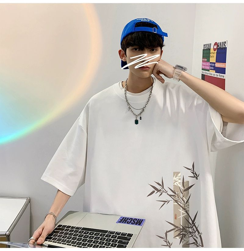 国潮新中式男装t恤中国风短袖重磅220g夏季设计感小众潮牌纯棉半截袖详情7