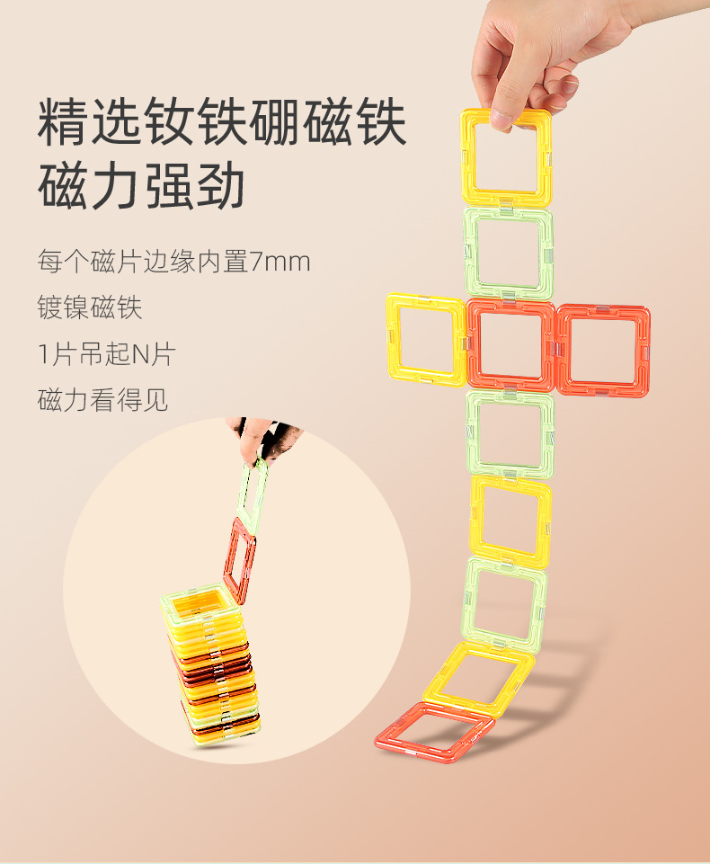 儿童磁力积木玩具套装批发跨境早教男女孩益智大号纯磁性拼图积木详情20