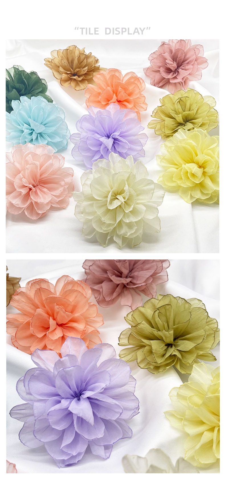 韩版欧根纱花朵辅料手工雪纺烧边花朵配件布艺花手工diy头饰配件详情4