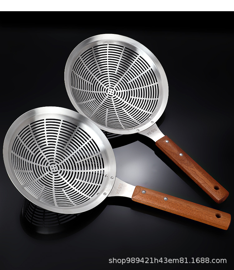 304不锈钢漏勺加大号实木手柄加厚大笊篱过滤勺厨房家用捞面饺子详情13