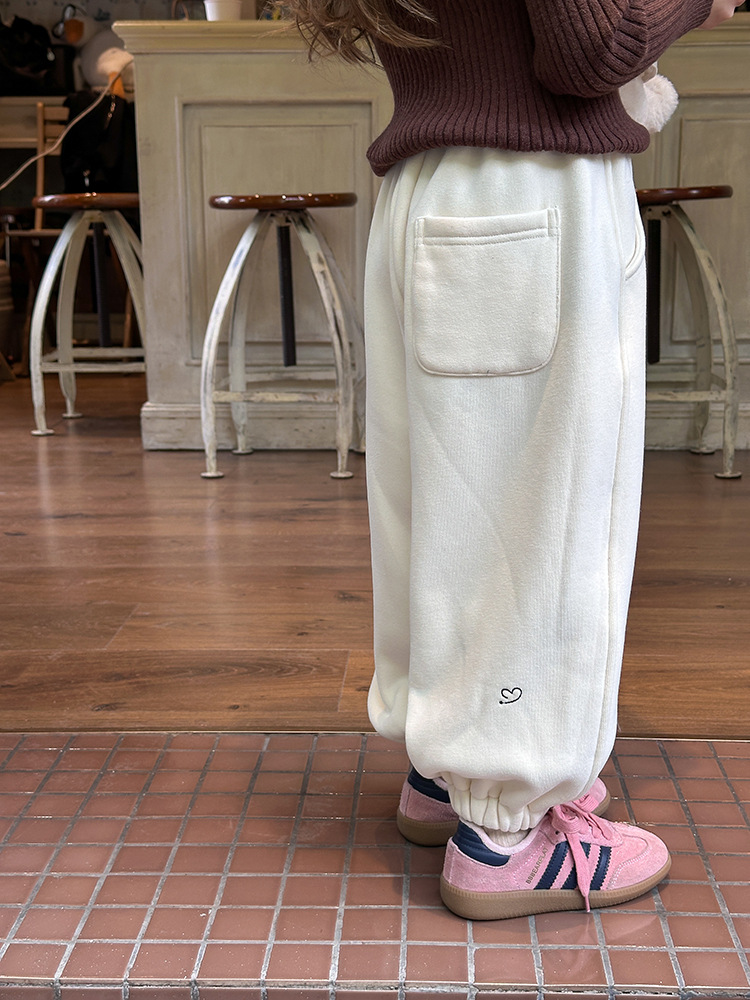 【加绒加厚】儿童卫裤冬季男女童韩版刺绣爱心宽松休闲运动裤详情36