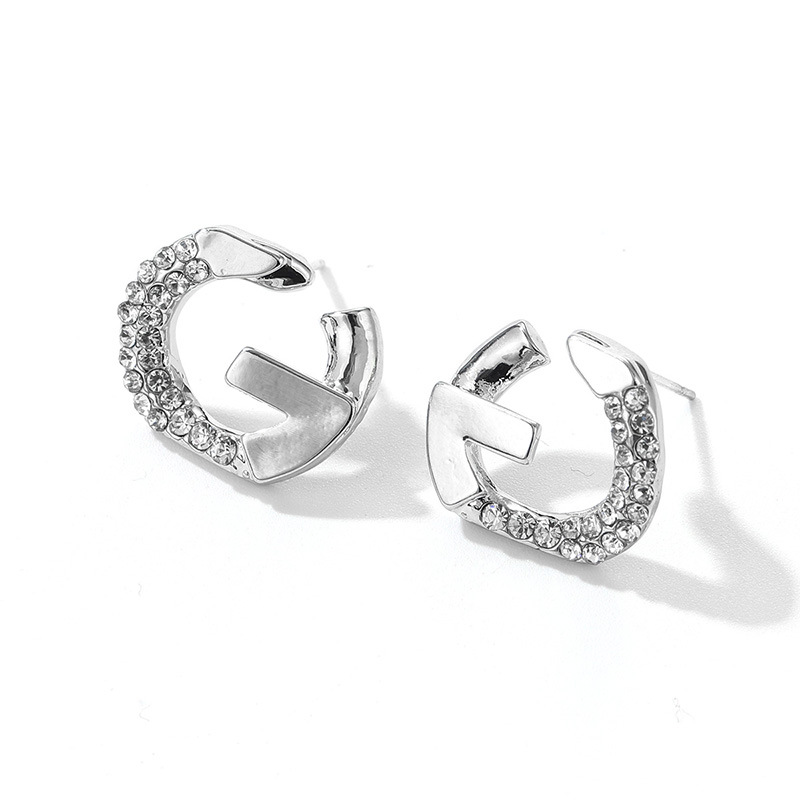 英文字母耳钉微镶锆石女耳环新款轻奢时尚925高级感百搭耳饰批发详情15