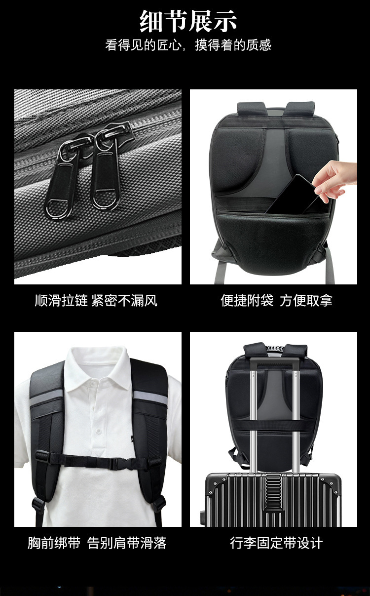 摩托车头盔背包骑行安全包LED发光骑双肩包PC材质弹性外壳可扩充详情7