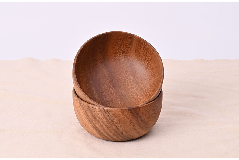 整木圆形复古风相思木碗木头日式沙拉碗实木装汤碗量大从优详情5