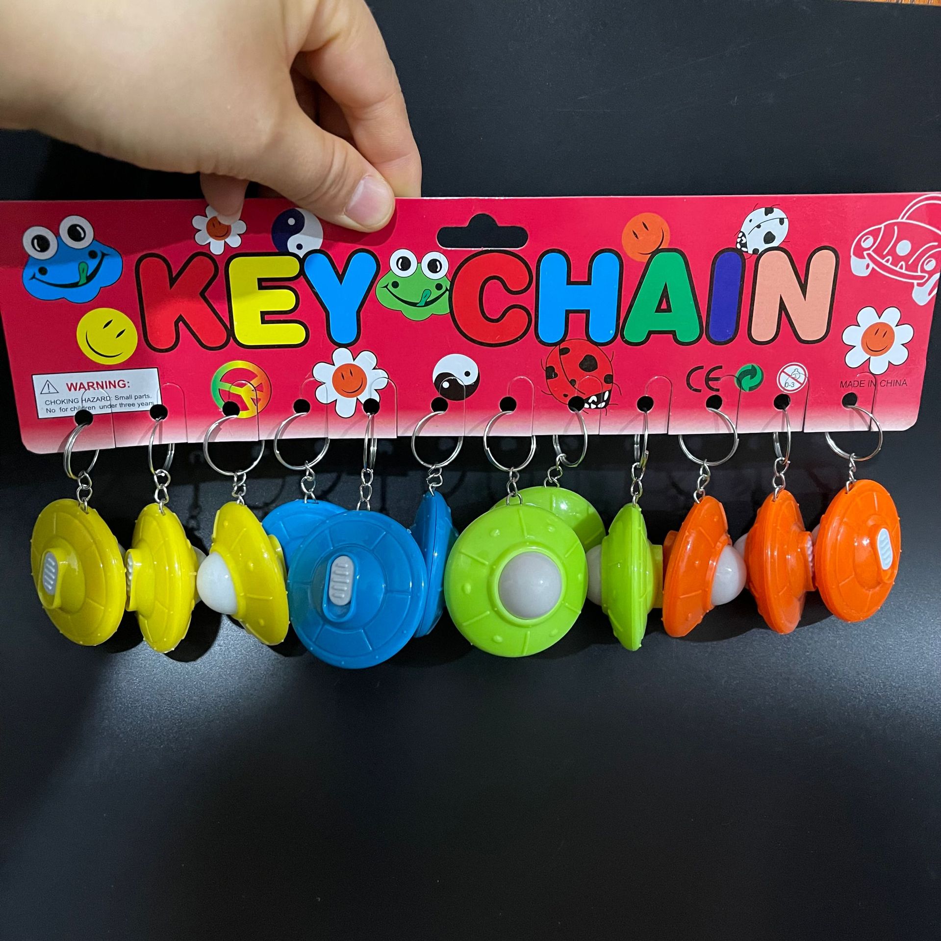 【 Zone 1-11 】 UFO keychain Light 12/ pack 2400/ piece UFO double flash Light Luminous Light, hanging double flash light keychain bag pendant 1 yuan store wholesale supply pic 6