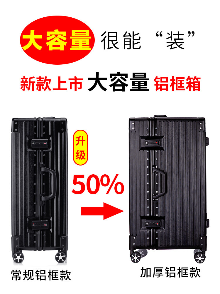 加厚大容量行李箱100寸铝框大号旅行箱女学生密码拉杆箱厂家直销详情7