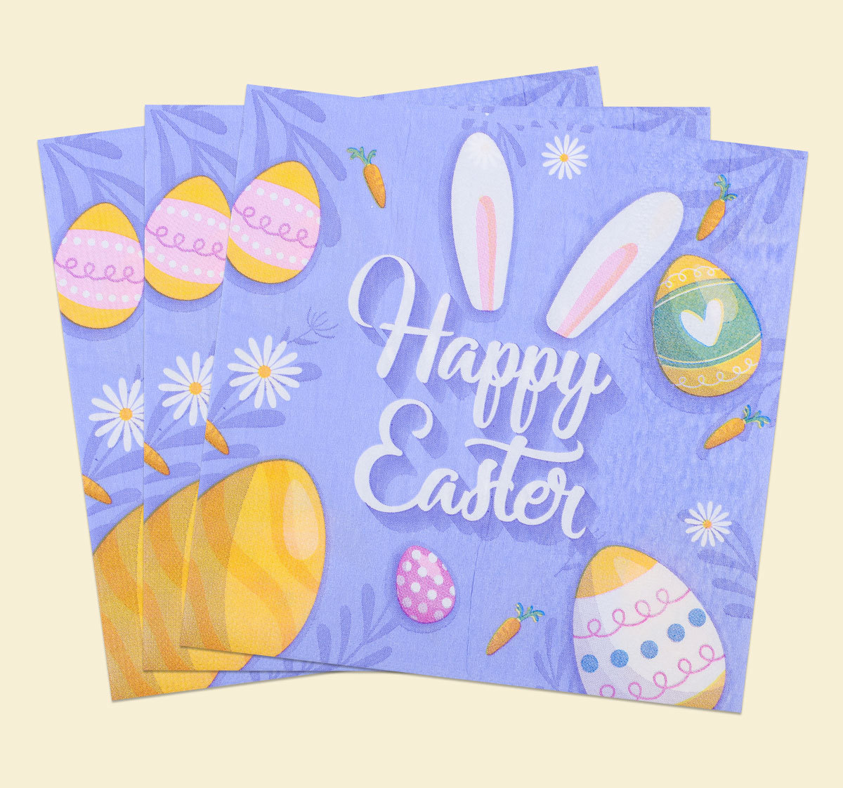 跨境happy Easter印花餐巾纸复活节一次性纸巾节日派对用品方巾纸一次性餐具套装详情12