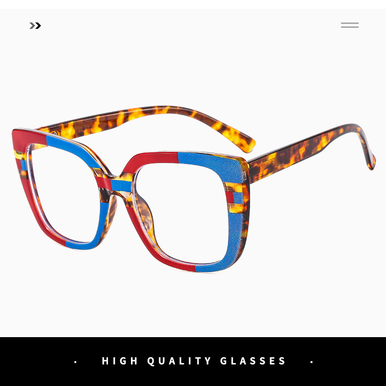 Cross-border best-selling optical glasses, European and American fashionable flat light glasses, anti-blue light rainbow large frame design, flower frame glasses frame wholesale discount, elegant and fashionable, protecting eyesight pic 8
