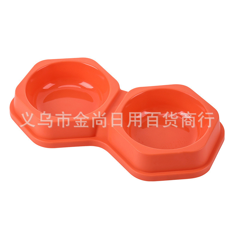Pet supplies, cat and dog food sets, candy-colored hexagonal double bowls, drinking and feeding basins, dog bowls, cat bowls, cross-border new style pic 3