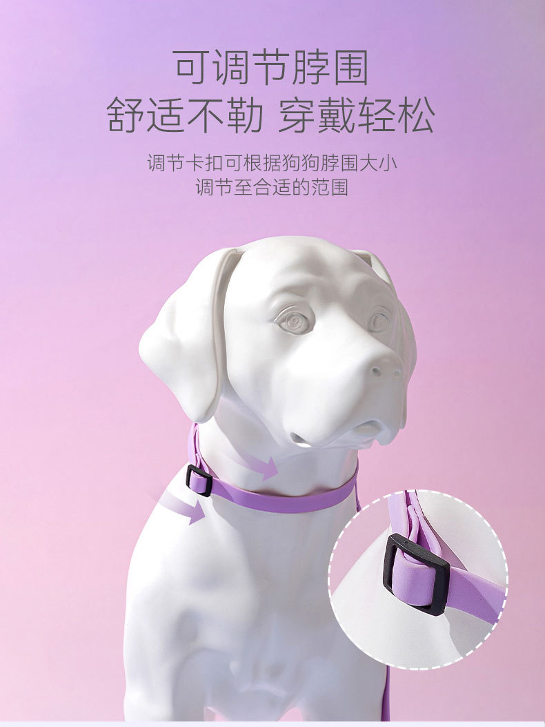马卡龙色狗狗牵引绳中小型犬可调节项圈遛狗绳子宠物外出栓狗用品详情5