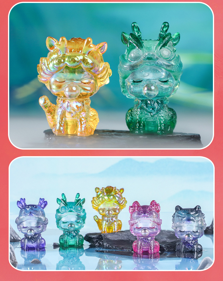 Home desktop ornaments, auspicious beast blind box figurines, illuminated resin handicrafts, festival and birthday gifts, dolls pic 13