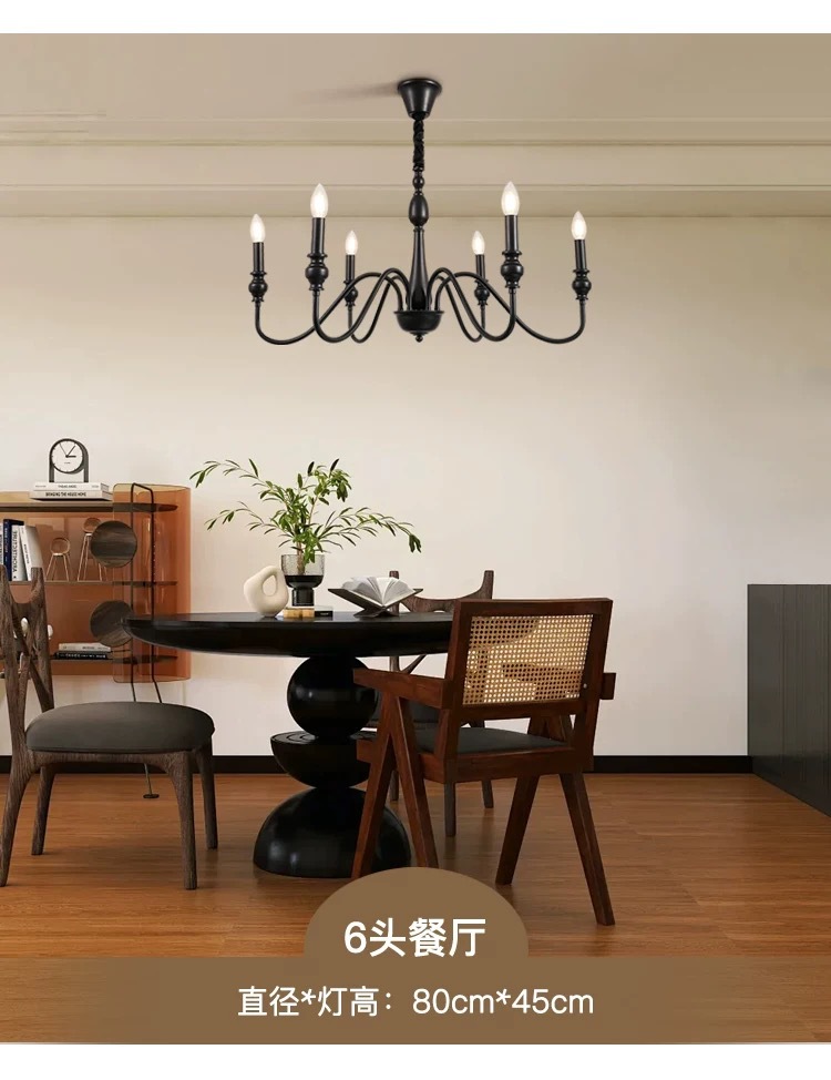 American retro candle chandelier, main light in the hall, black retro living room, French chandelier, new bedroom, Zhongshan lamp pic 10