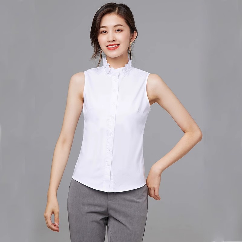 棉法式木耳边立领假领女百搭假领打底衬衫女无袖衬衣内搭背心假领详情6