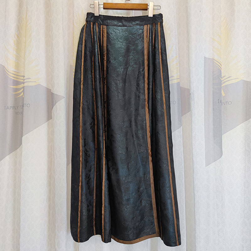 香云纱花萝真丝马面裙女士夏季新品桑蚕丝撞色高腰松紧复古半身裙国潮详情7