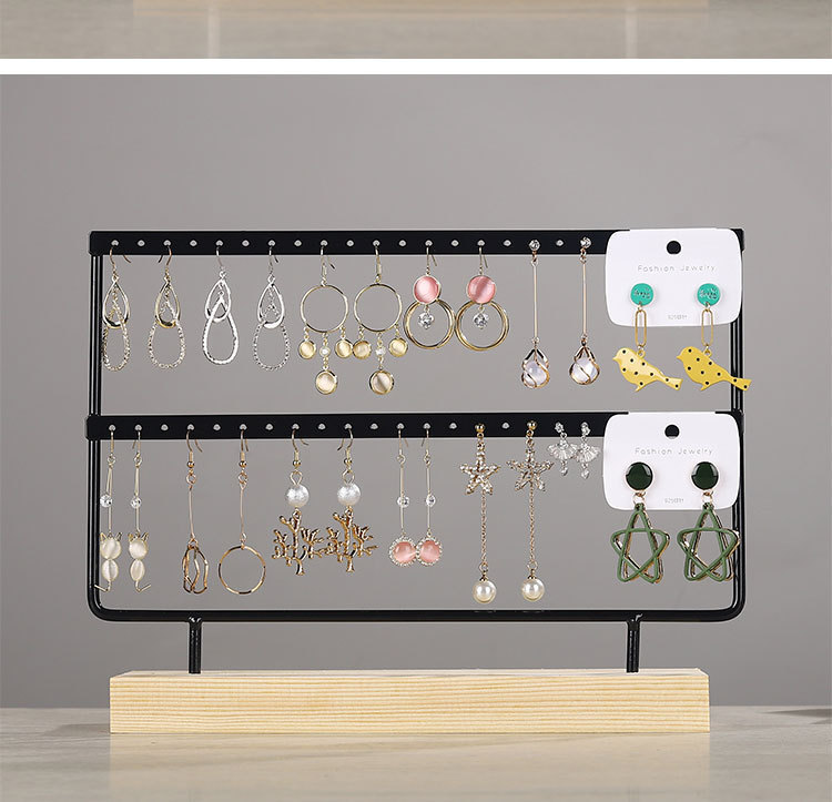实木铁艺耳环架家用耳饰收纳首饰架挂耳钉卡纸陈列道具饰品展示架详情20