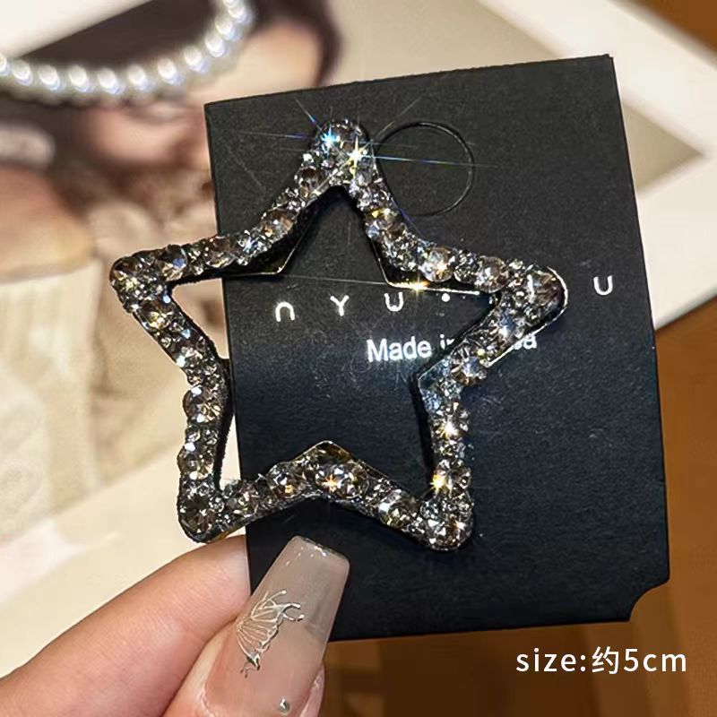 Five-pointed star water diamond star hair clip for women, new forehead fringe seaside clip, side broken hair clip, hairpin bb clip headwear pic 7