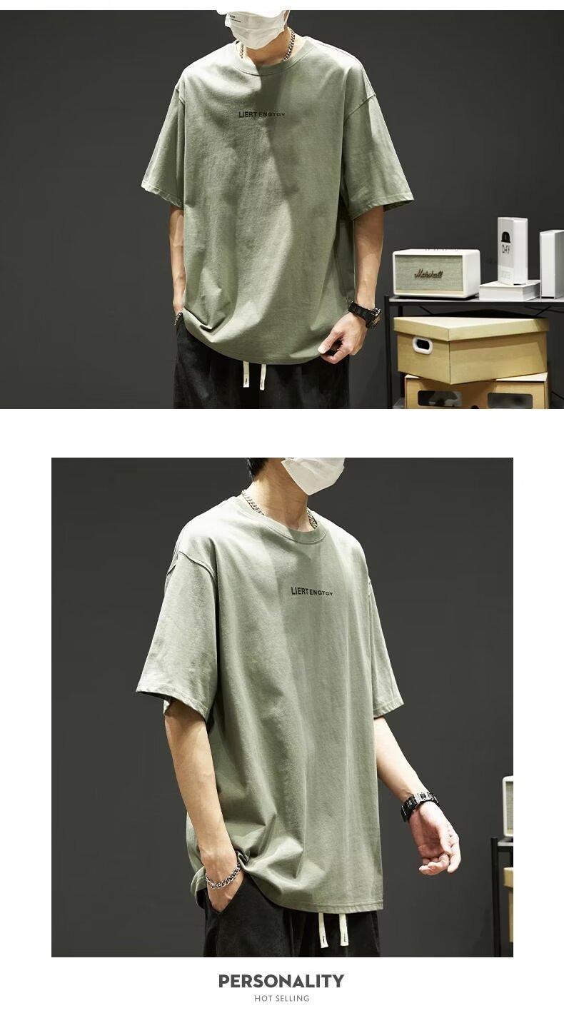 夏季男士t恤潮牌潮流简约半袖上衣男装短袖纯棉衣服男生体恤印花详情13