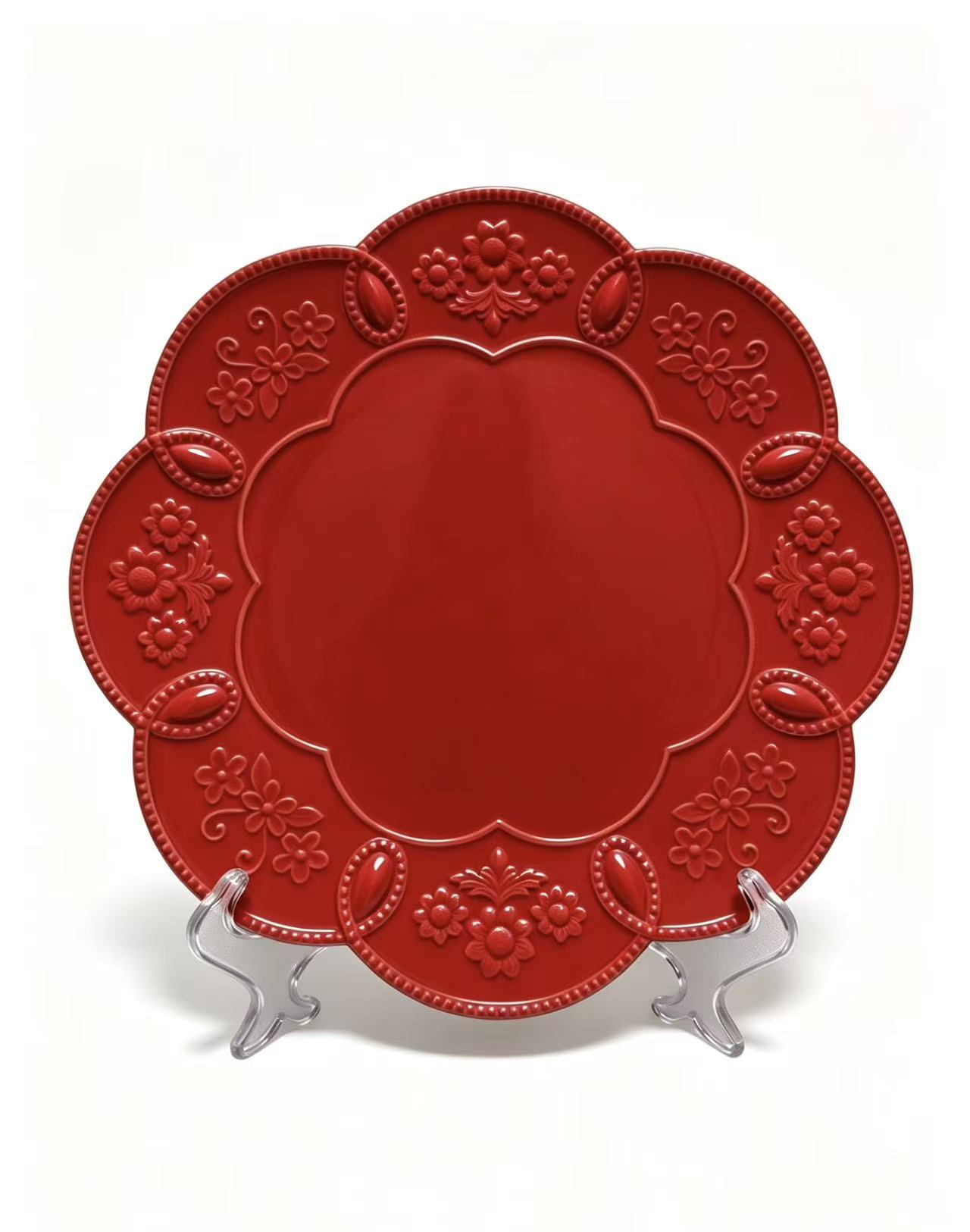 星辰工厂批发复古雕花韵盘 轻奢哑光 亮面多色 氛围感拉满的餐桌仪式感详情5