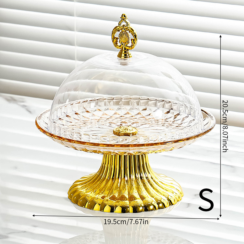 欧式塑料果盘蛋糕盘水果盘点心盘家用带盖子干果盘高脚创意加厚大详情9