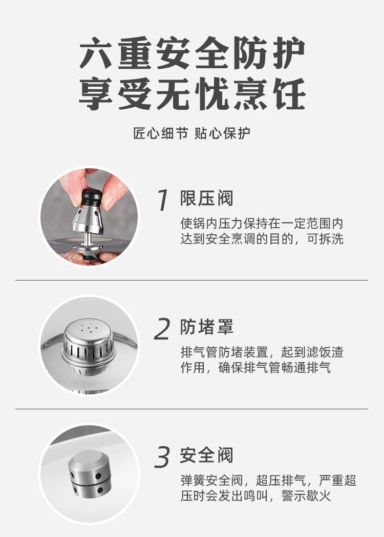 高压锅不锈钢家用燃气炉电磁炉通用加厚小型正品防爆压力锅大容量详情3