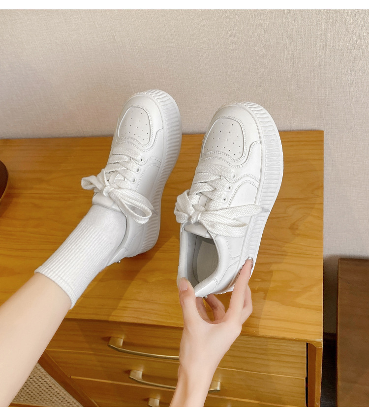 玛速主义2025春新款厚底增高小白鞋女休闲饼干圆头系带学院风板鞋详情12