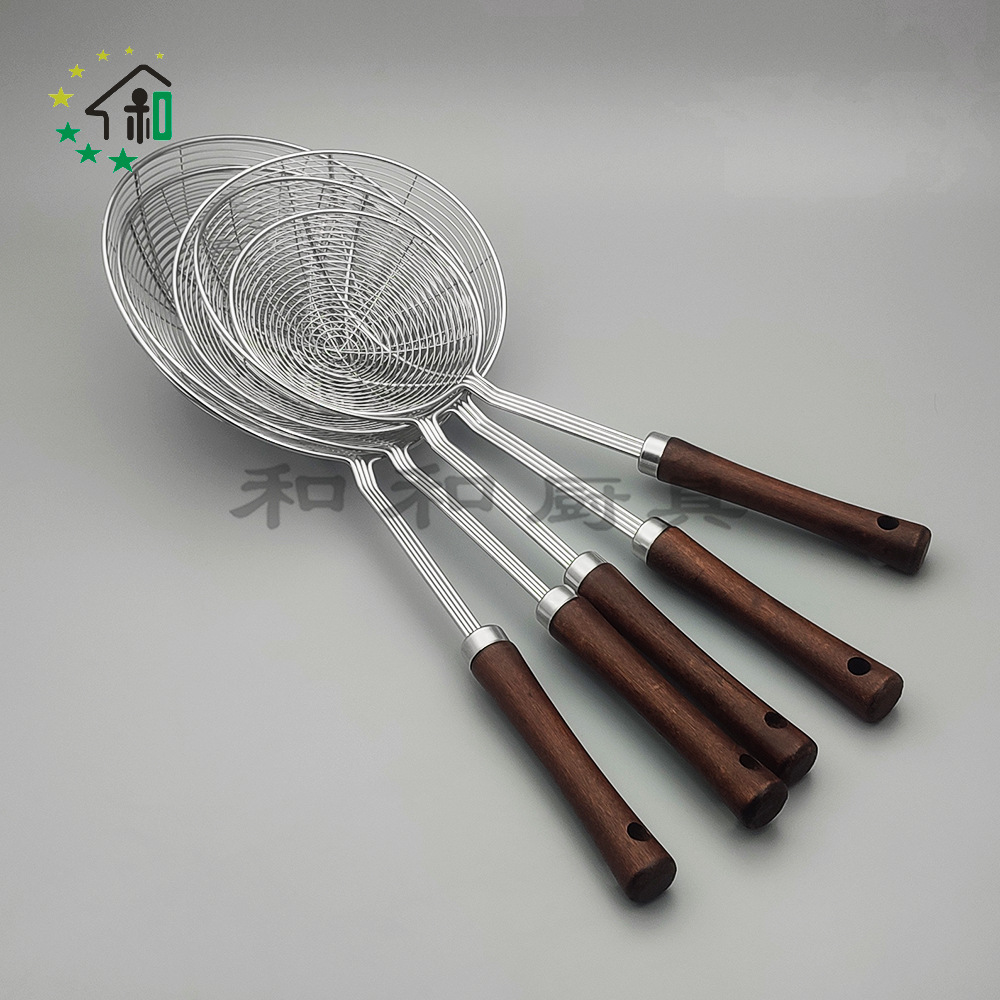 加厚无磁小蛮腰实木柄304不锈钢漏勺火锅线漏过滤网油炸捞面捞勺详情11
