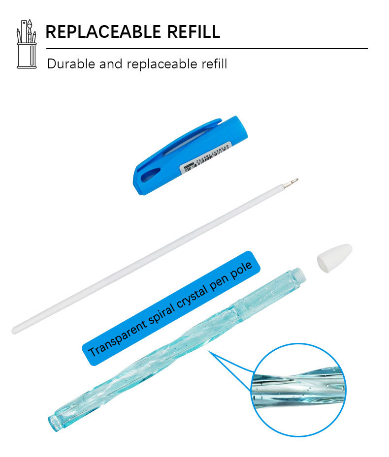 Yalong Cross-border has newly designed a 0.7mm ballpoint pen with a spiral crystal barrel and a ballpoint pen with a logo as stationery pic 2