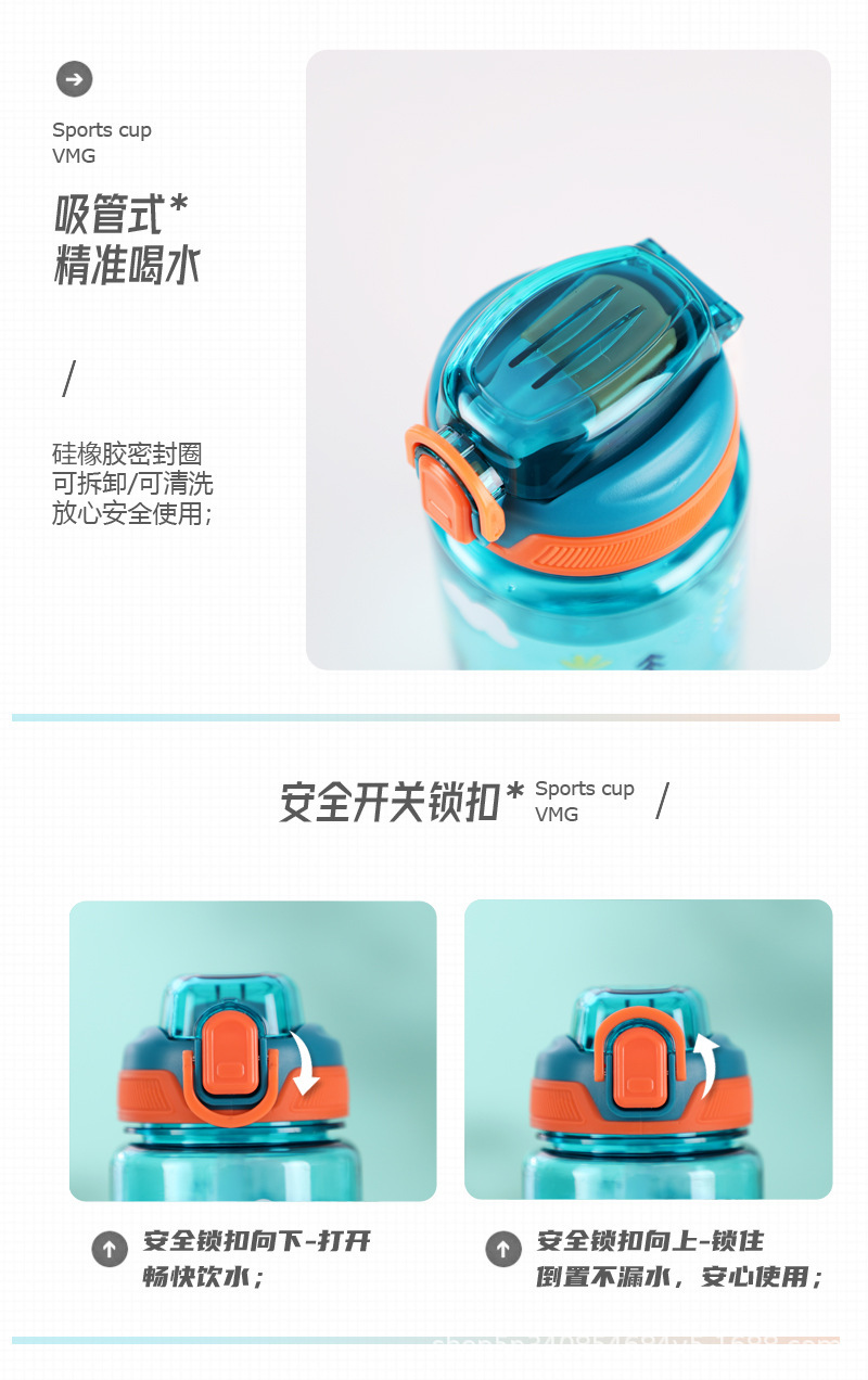 跨境爆款卡通儿童水杯可爱高颜值上学水杯便携弹跳盖吸管杯代发详情4