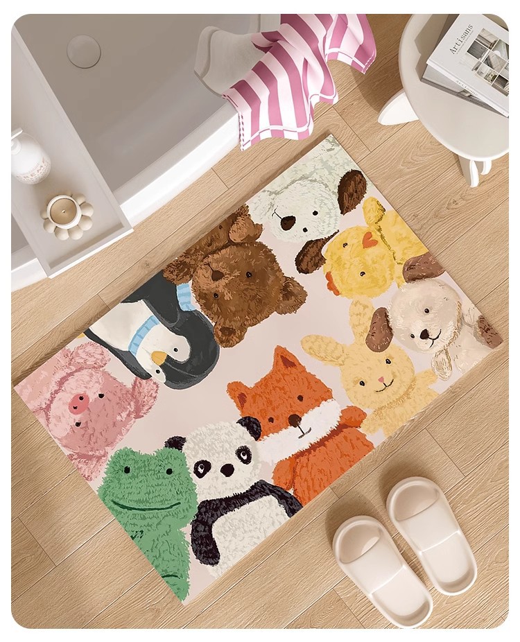 Plush doll bathroom door diatom mud floor mat, anti-slip, absorbent and easy to maintain kitchen household foot mat pic 9