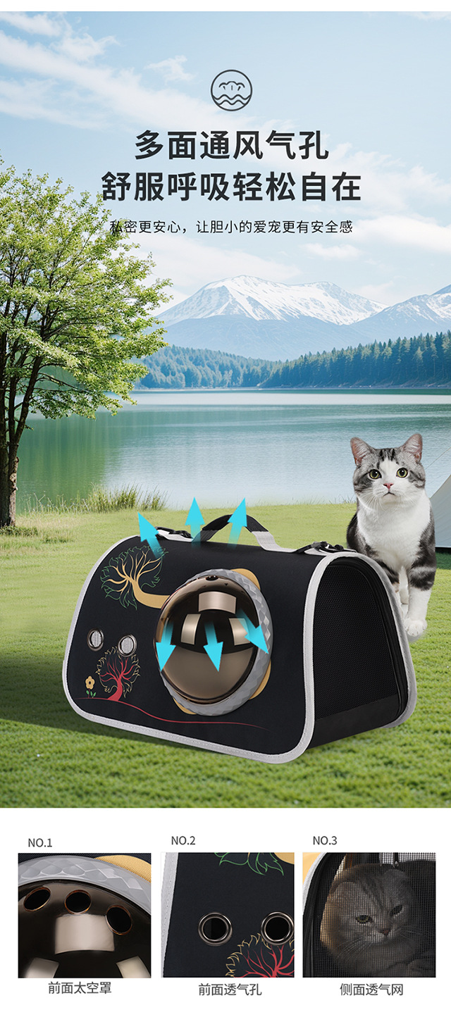 宠物便携太空舱外带猫包手提可折叠单肩包外出背包卡通猫咪狗包包详情4