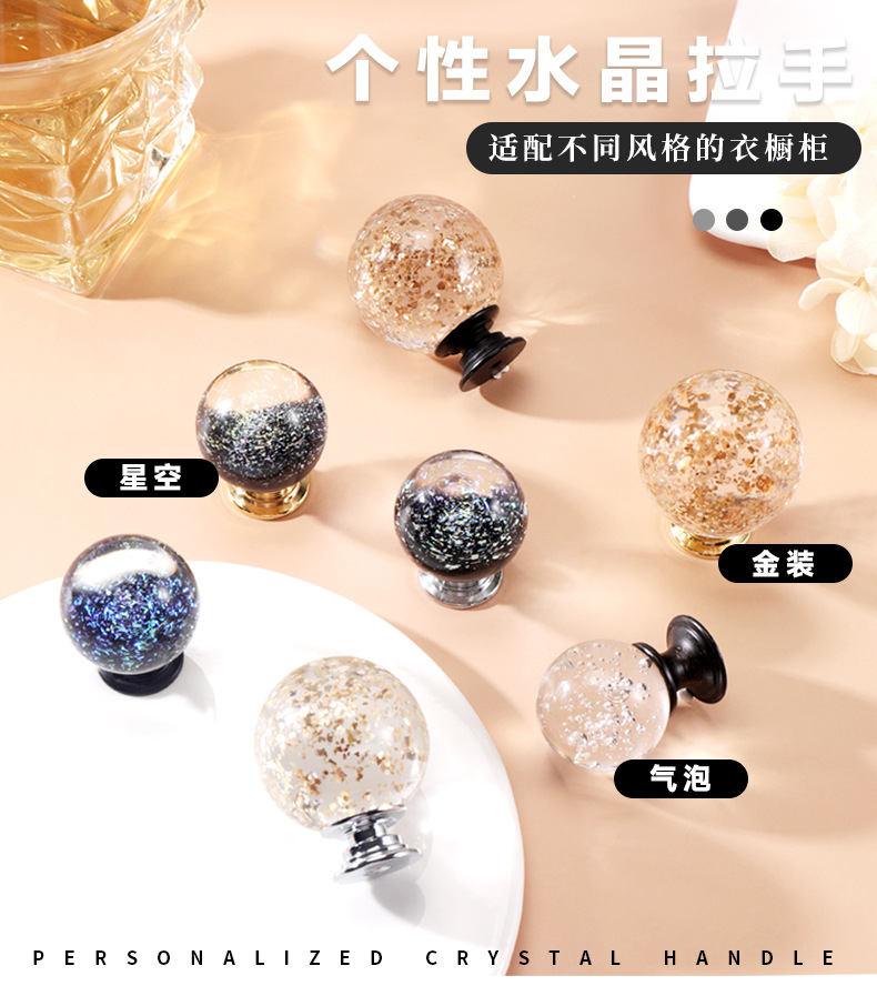 High-end zinc alloy base plate cabinet door handle, bedside table handle, wardrobe cabinet drawer, light luxury and creative crystal handle pic 5