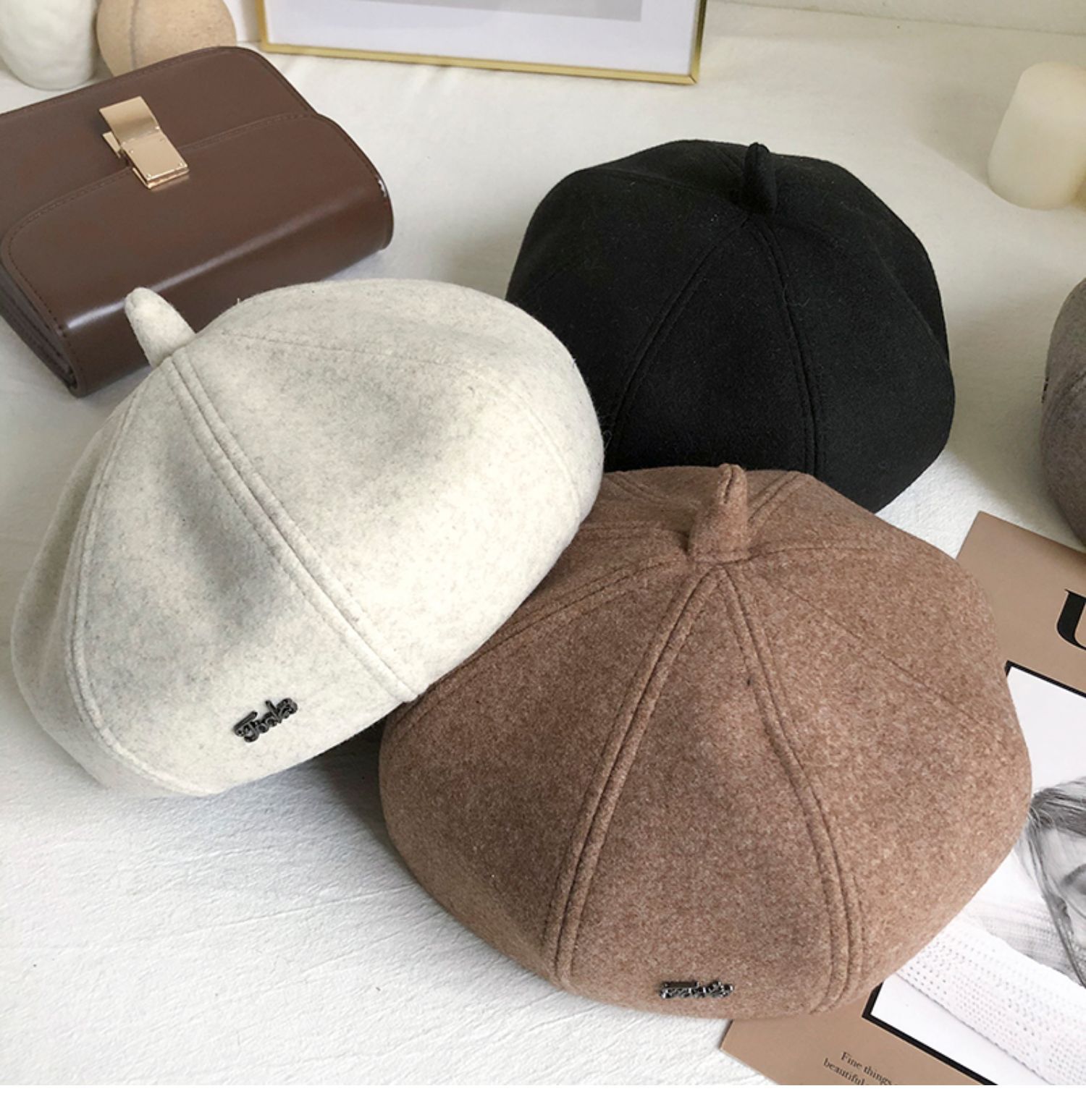 贝雷帽女秋冬季新款八角画家帽休闲百搭报童帽子复古英伦帽子详情16