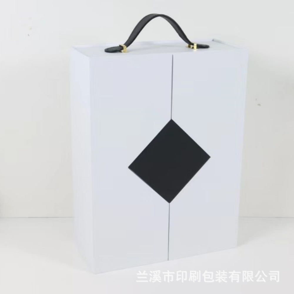 Creative one-piece hand-held folding wine box with magnetic flip cover, holiday gift box in stock for wholesale. It can be laid flat or folded pic 13