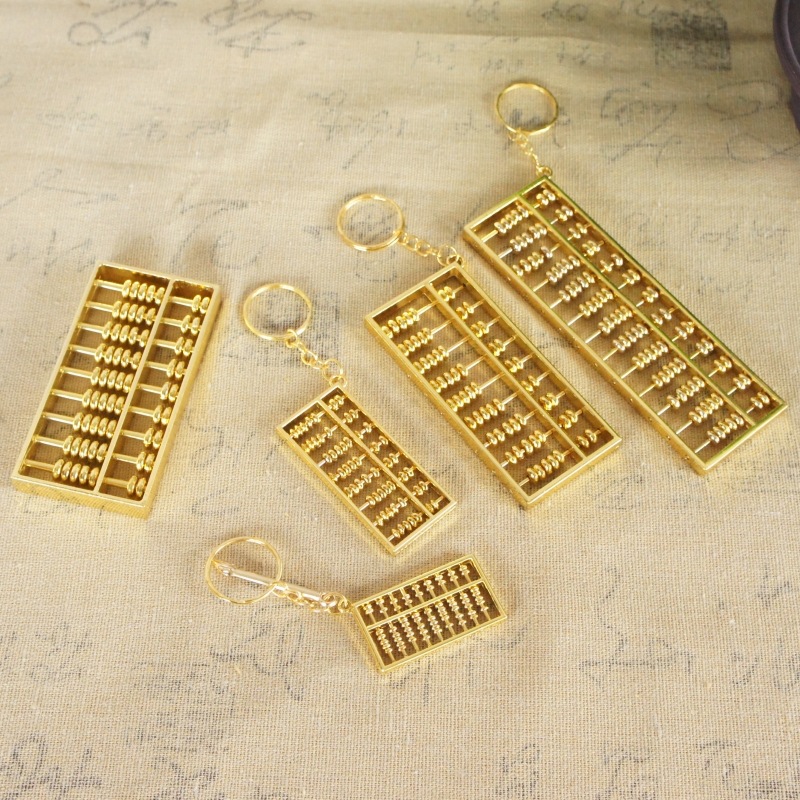 Special offer manufacturer direct delivery abacus keychain for wealth attraction, zinc alloy gold-plated daily pendant, handicraft, travel gold calculator pic 1