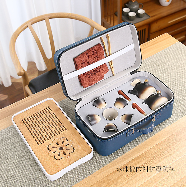 Travel portable black ceramic kung Fu tea set, Japanese teapot and tea cup gift, company opening souvenir pic 23