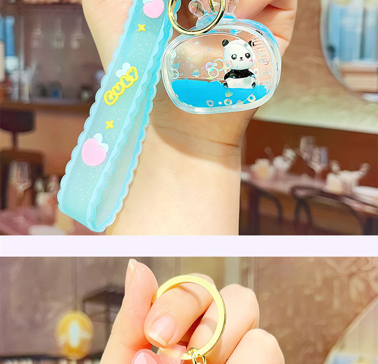 入油亚克力漂浮公仔熊猫钥匙扣流沙钥匙链包包挂件挂饰小礼品批发详情14