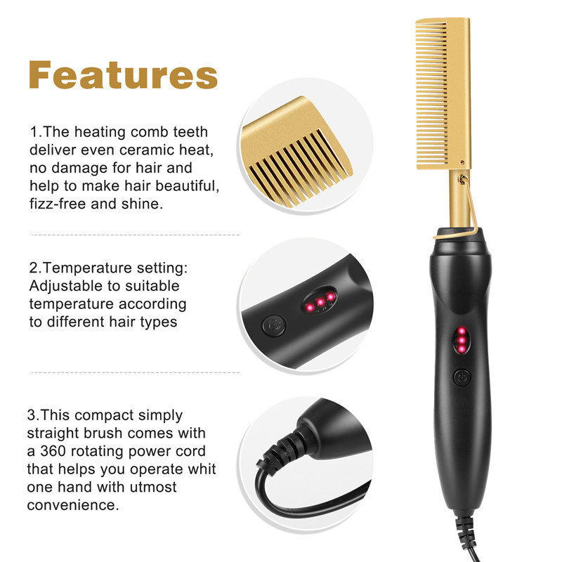 Electric heating copper comb, electric straightening comb, curling iron two-in-one home straightening and curling iron, hair care wonder pic 9
