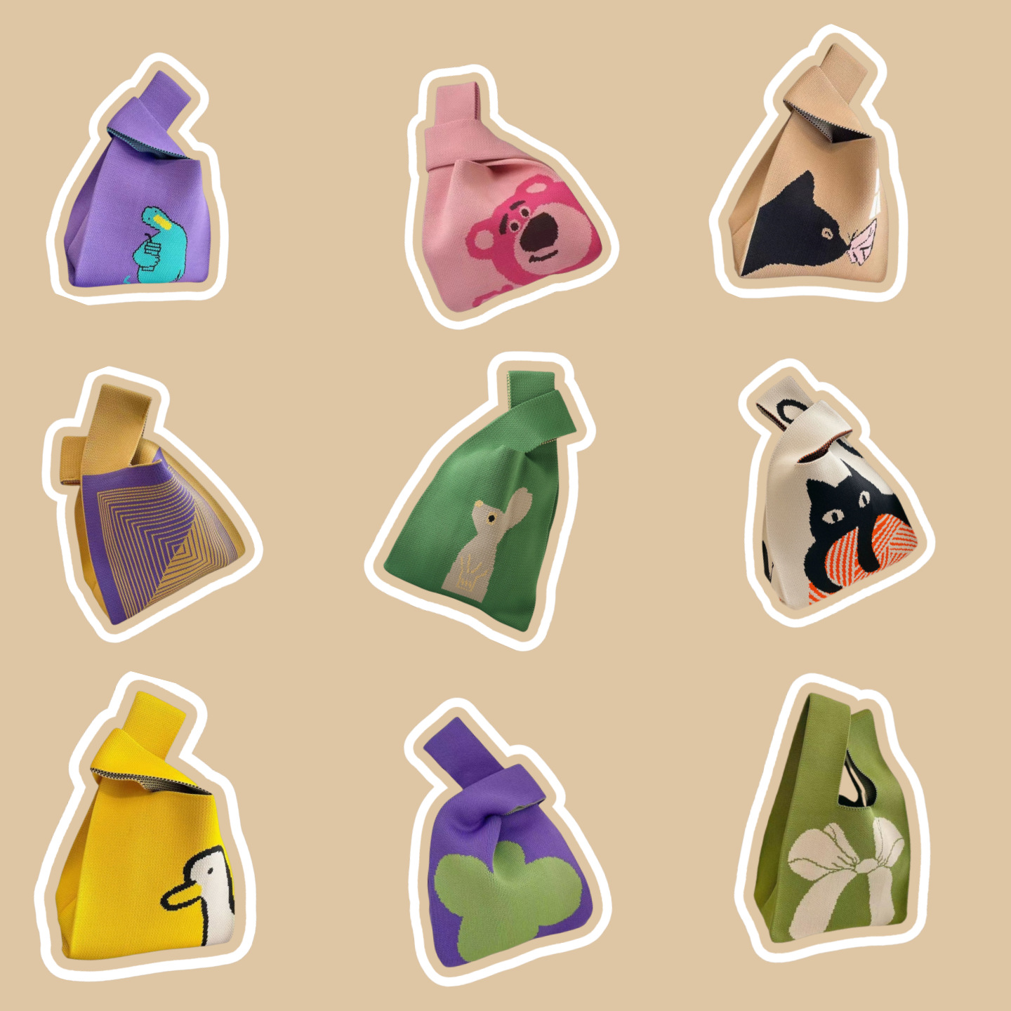 春日物语可爱花朵便携手提包针织包韩版ins 风女大容量手拎袋批发详情10