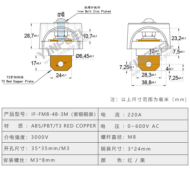 厂家直供3500W大电流全铜接线柱连接器 逆变器电池纯铜低压接线柱详情11