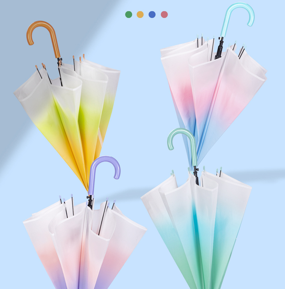 【日韩】星宝RST渐变透明伞PVC磨砂塑料雨伞成人可用长柄伞清新详情5